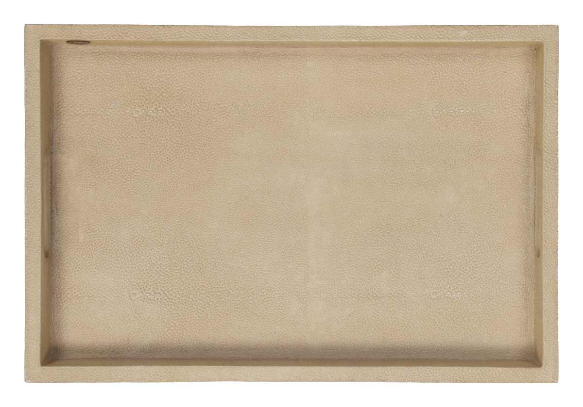 Plateau laqué texturé façon galuchat avec finition os riche pour bureau et table de chevet