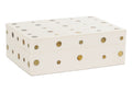 Boîte décorative beige à pois incrustés de laiton, avec forme de vide-poches polyvalent pour toute pièce
