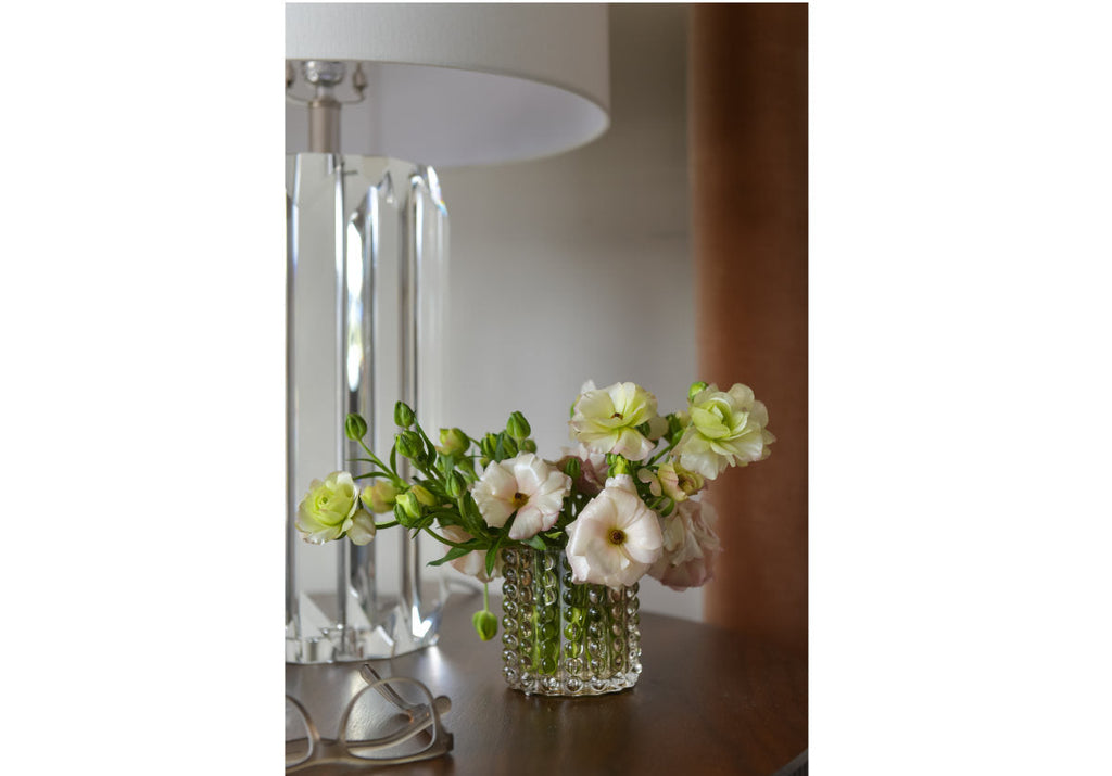 Vase en verre texturé ambré avec motif à bulles pour le salon