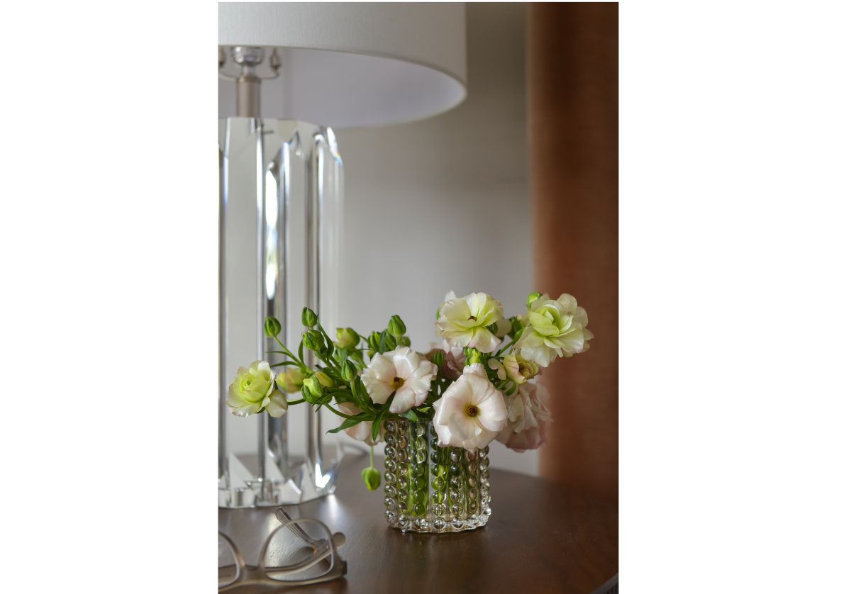 Vase en verre texturé ambré avec motif à bulles pour le salon